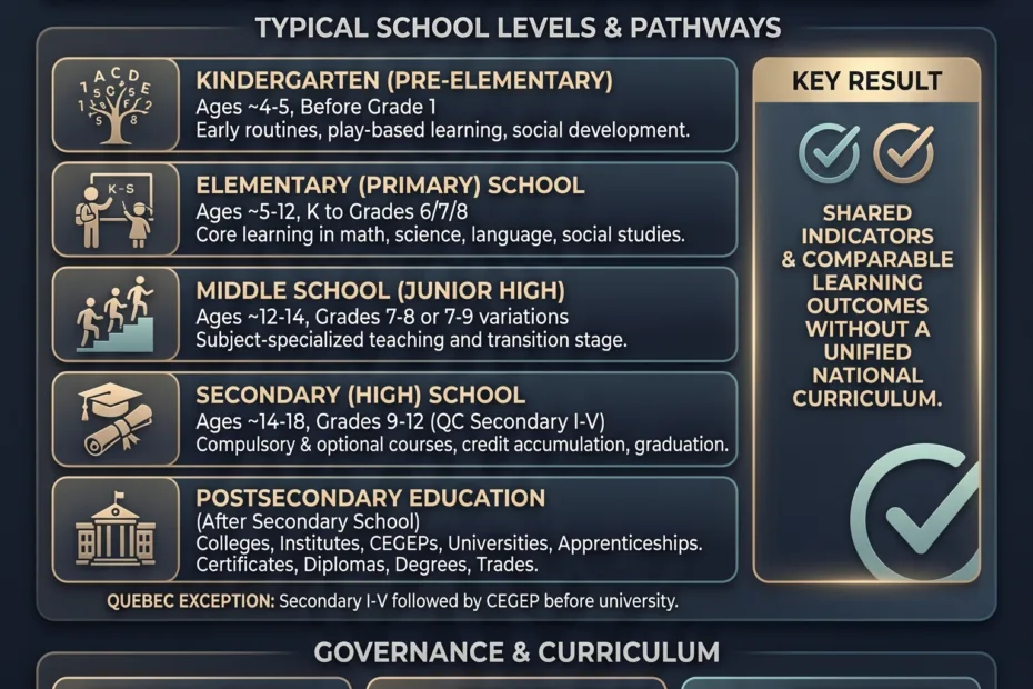 Canada education system with details on provinces, school levels, grades, and how it functions for students and parents.